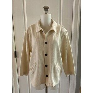 Cp‎ Shades Ivory Cotton Button Lagenlook Jacket Pockets Textured -Size Small